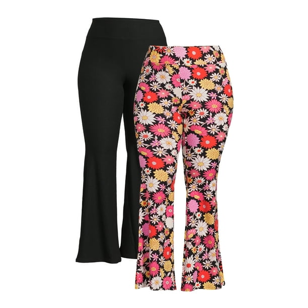 No Boundaries Juniors Plus Size Flare Pants, 2 Pack - Walmart.com