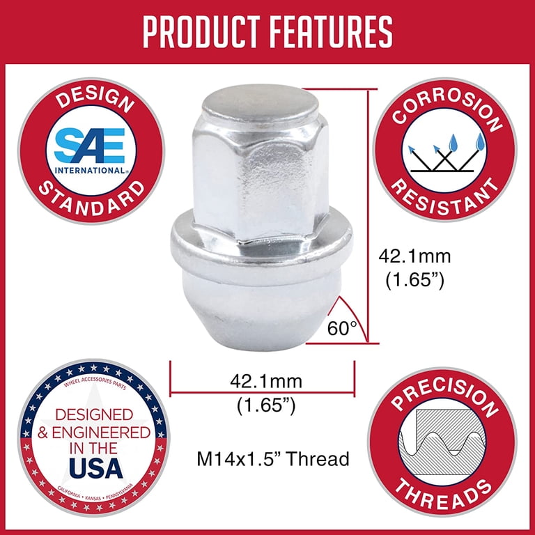 24 Pcs M14 x 1.5 OEM Style Lug Nuts ACPZ-1012-B | 611-008 1.66 
