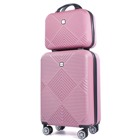 tripcomp luggage sets 2 piece suitcase set (14/20/)hardside suitcase with spinner wheels lightweight carry on luggage(pink)