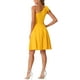 thumbnail image 3 of Vestido de fiesta A-Line con tirante asimétrico y lazo para mujer INSPIRE CHIC, con bolsillos, color amarillo, talla S, 3 of 6