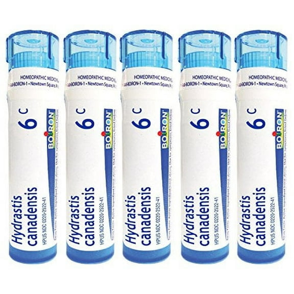 Boiron Hydrastis Canadensis 6C, 5-Pack of of 80 Pellet Tubes, Homeopathic Medicine for Postnasal drip