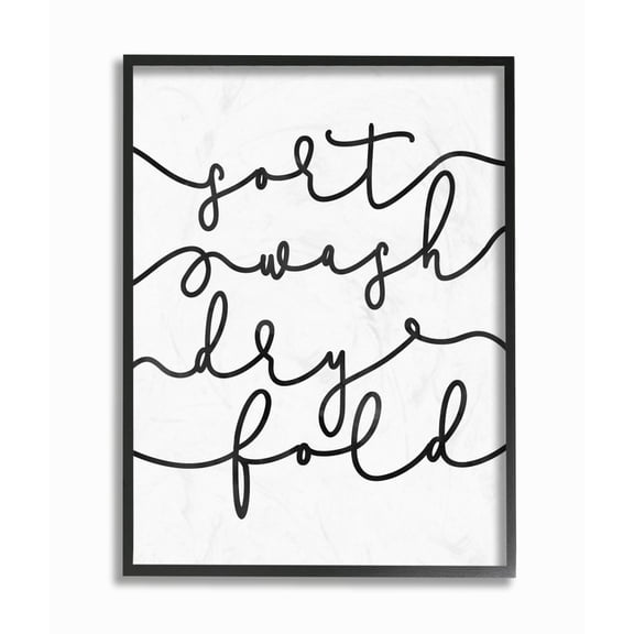 Stupell Industries Sort Wash Dry Fold Cursive Laundry Word Design Framed Wall Art by Erica Billups