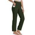 thumbnail image 3 of Prolriy Yoga Pants Women Pants for Women Plus Size Casual Straight Leg Yoga Leggings Comfy Cropped Pants with Pocket Women's Pants Army Green L, 3 of 8