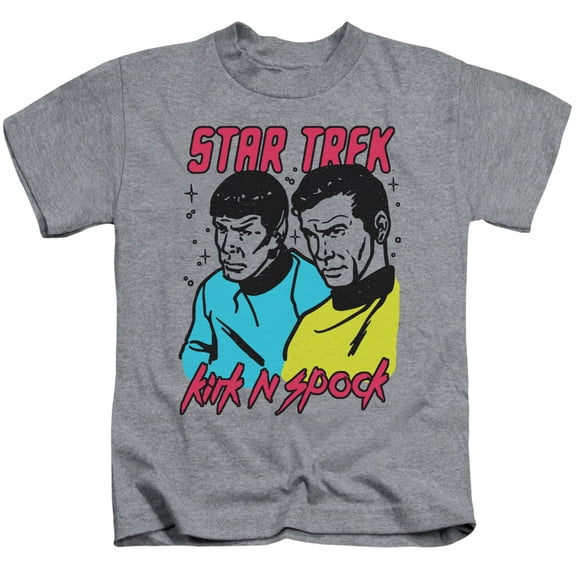 Star Trek Kirk N Spock Youth 18/1 T-Shirt Athletic Heather