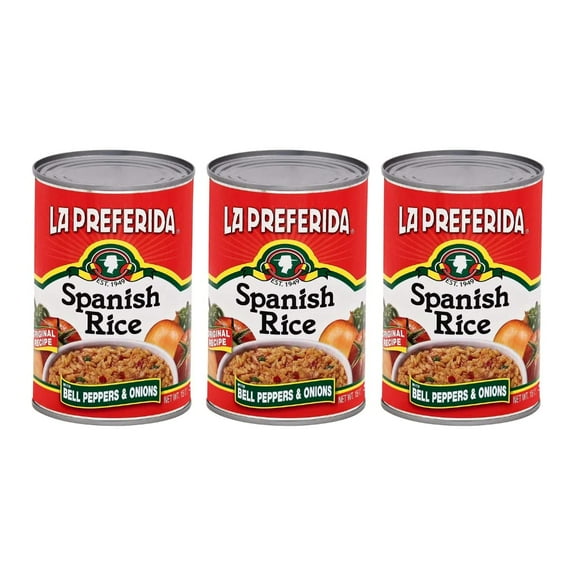 La Preferida Canned Spanish Rice - Quick & Easy, Robust Sauce of Tomatoes, Bell Pepper and Onion. Vegan, Natural ingredients, 15 oz (Pack of 3)