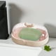 thumbnail image 1 of Jabonera de plástico con bandeja de drenaje | Jabonera color macarrón para baño y cocina | Jabonera compacta con base ranurada, 1 of 6