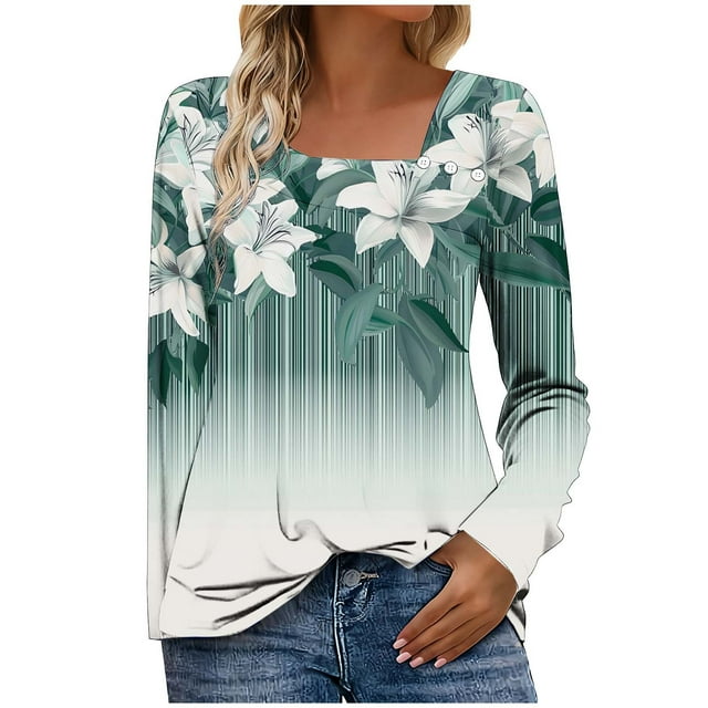 Women's Loose-Print Long-Sleeved T-Shirt