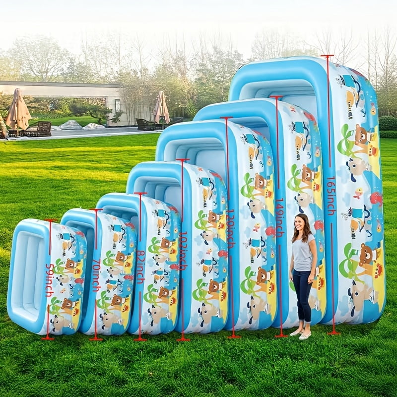 Extra Large Rectangular PVC Inflatable Swimming Pool – Thick, Leak-Proof, Wear-Resistant, Easy-to-Set-Up for Backyard and Garden Summer Fun