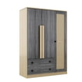 thumbnail image 5 of Glavbiku 3 Rattan Door Wood Wardrobe for Bedroom,Armoire with 2 Drawer,Clothes Storage Cabinet,Gray, 5 of 10