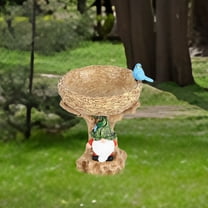 AZXY Garden Statue,Garden Animal Statues,Garden Decor Statue,Garden Decorations Statues for Outside Outdoor Clearance,Resin Bird Feeder Gnome Statue,Resin Bird Feeder Gnome Statue