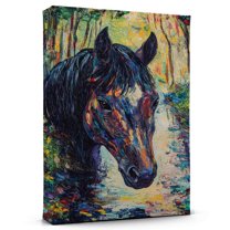 Horse Black Forest Canvas Wall Art Animal Decor, Horse Black Forest Canvas Prints Wild Animal Artwork for Living Room Bedroom Office 190HD561