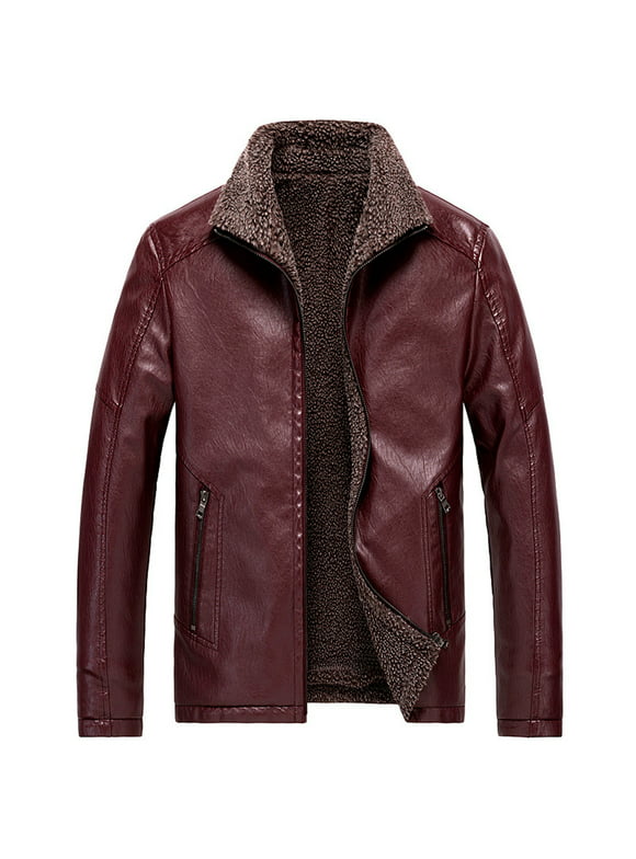 Mens Leather Sherpa Jacket