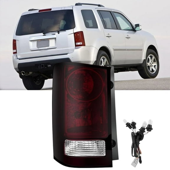 Nilight Taillight Assembly Compatible with 2009-2015 Honda Pilot Smoked Red Tail Lights Rear Lamp Replacement OE Style Driver Side w/Bulbs