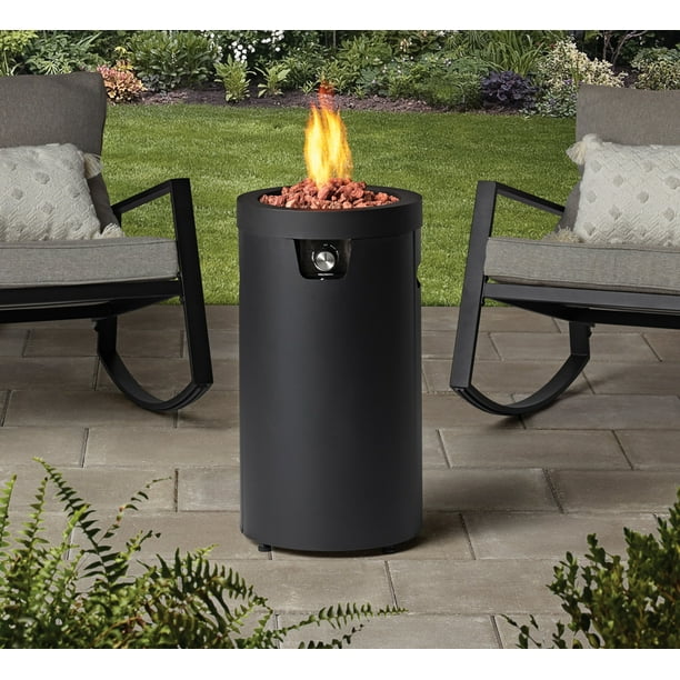 Mainstays 28 Inch Tall Column Propane, Cylinder Fire Pit In Light Grey