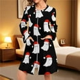 thumbnail image 5 of Dvprdro Christmas Nightgowns for Women Long Sleeve Cozy Sleepwear Loungewear Trendy Printed Zip-up Pajama Robe with Pockets, 5 of 5