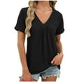 thumbnail image 2 of Vmvidoty Womens Plus Size Classic-fit Short-sleeve V-neck T-shirt Black XL, 2 of 8