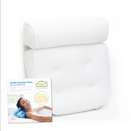 Full Body Bathtub Pillow For Head Neck Shoulder Back Support and Relax, Non Slip Bath Pillow with 4 Big Strong Suction Cups, Spa Cushion Rest Fast Drying Mildew Resistant Fits Any (Best Pillow For Neck Issues)