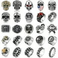 thumbnail image 3 of HOOUN Vintage Mens Silver Stainless Steel Gothic Viking Skull Biker Rings Jewelry 7-15-7-#24-Blue, 3 of 9