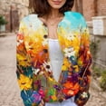 thumbnail image 2 of Jersey tipo cárdigan Akivide de punto con estampado floral de otoño para mujer, 2 of 2