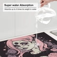 thumbnail image 5 of ZICANCN Dish Drying Mat for Kitchen Countertop, Skeleton Pink Hair Girl Drainer Mats with Non-slip Rubber Backed, Super Absorbent Easy Clean Rack Pad,\r\n16x18 Inches, 5 of 9