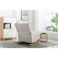 thumbnail image 6 of Lounge Accent Rocking Chair Upholstered Tall Back Rocker Chair Mid-Century Modern Rocking Armchair for Nursery, Living Room, Bedroom, with Solid PlyWood Frame and Rubber Wood Legs, Beige, 6 of 7