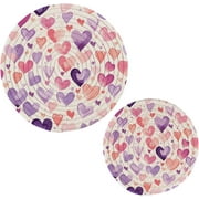 Bestwell Romantic Love Trivets Pot Holders Set of 2 Decoration Potholders for Kitchens Pure Cotton Thread Weave Trivets,Hot Pads for Kitchens,Coasters,Placemats,Spoon Rest for Cooking