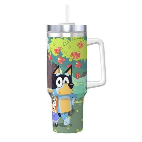 Johaoi Bluey for 40 OZ Tumbler | Insulated Cup with Handle and Straw Lid | Reusable Stainless Steel Water Bottle Travel Mug | Gifts for Women Men