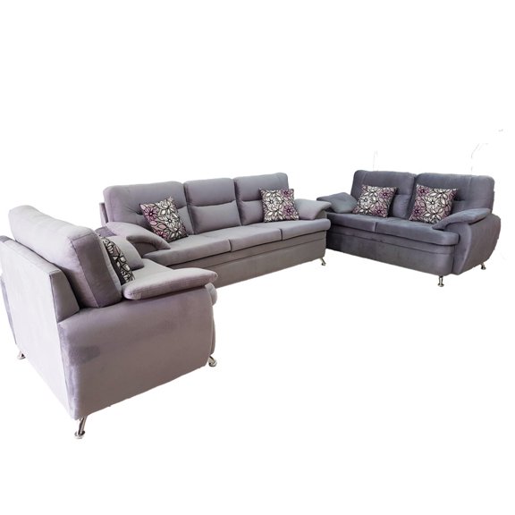 SALA EXPRESIÓN 3-2-1, GRIS PLATA EN TELA SUEDE, TU ESPACIO MUEBLES. TU ESPACIO MUEBLES TU ESPACIO MUEBLES MINIMALISTA, 3 piezas