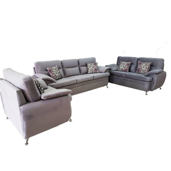 SALA EXPRESIÓN 3-2-1, GRIS PLATA EN TELA SUEDE, TU ESPACIO MUEBLES. TU ESPACIO MUEBLES TU ESPACIO MUEBLES MINIMALISTA