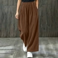 thumbnail image 2 of Tqcoqu Women's Corduroy Wide Leg Pants, Elastic High Waist Loose Casual Long Trousers with Side Pockets, 2 of 9