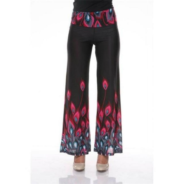 White Mark Printed Palazzo Pants, 109-Fuchsia Peacock - Small