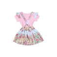 thumbnail image 2 of Kiapeise Toddler Girl Easter Outfits Ruffle Short SleeveTop Bunny Skirt, 2 of 7