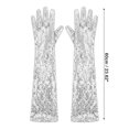 thumbnail image 3 of Unique Bargains 1 Pair Party Gloves Elegant Extra Long Sequin Long Opera Party Gloves 23.62"x4.72" Silver Tone, 3 of 5