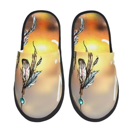

Yiaed Follow Your Dream Dreamcatcher Print Unisex House Slippers Slip on Warm Shoes Indoor Outdoor with Anti-slip sole-Medium