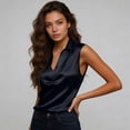 thumbnail image 7 of Women's Sleeveless Silk Satin Blouse, Casual V Neck Tank Top for Business, Office, and Dressy Summer Wear,Black,2XL, 7 of 7