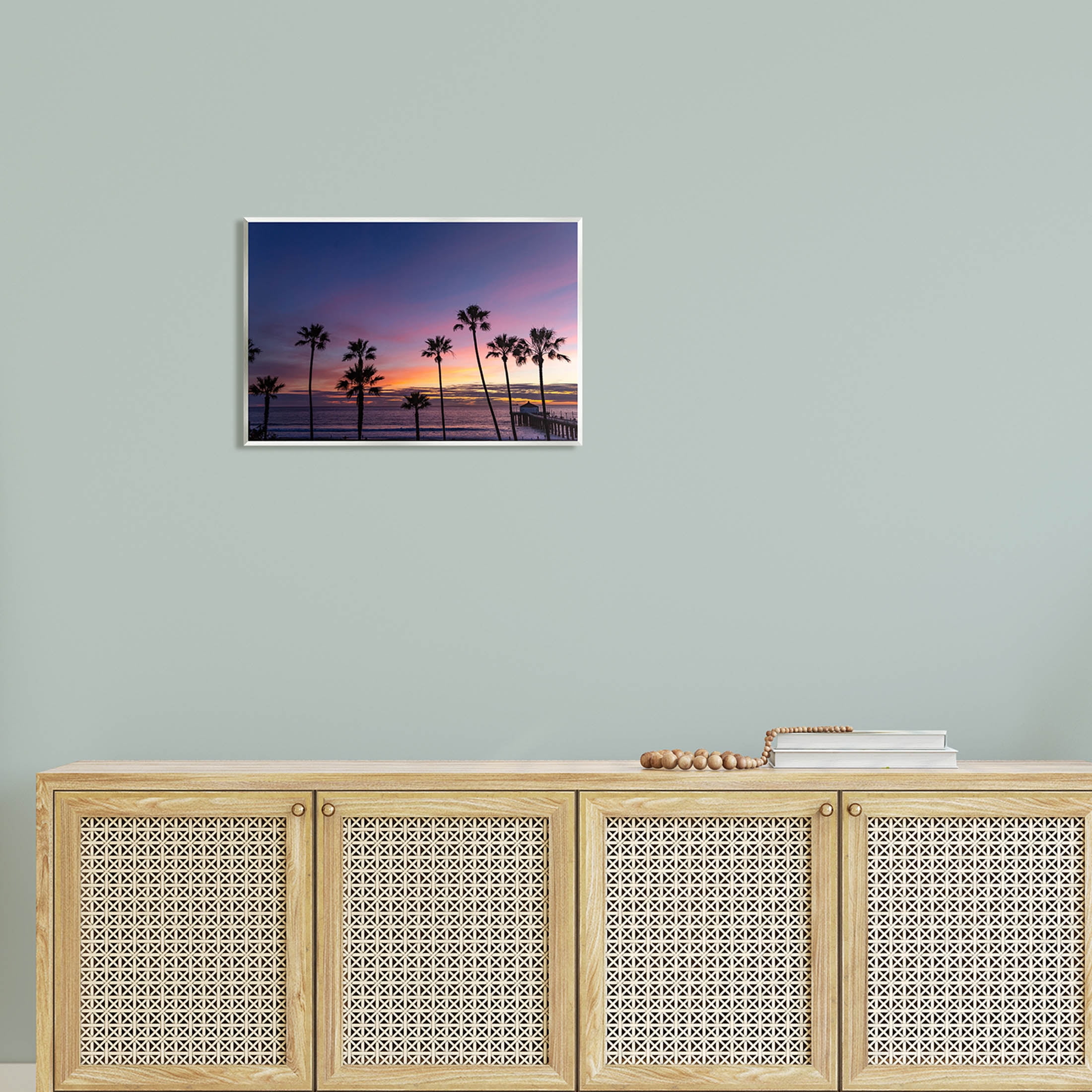Vivid Sunset Palm Trees Horizon Coastal Photograph Unframed Art Print Wall Art
