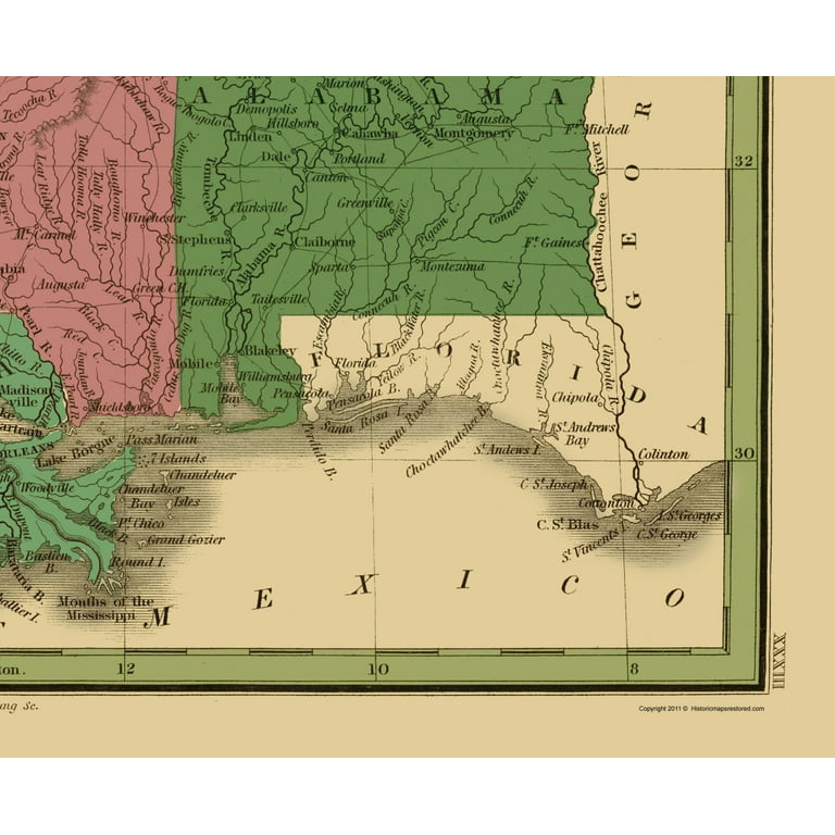 Alabama Mississippi Louisiana Arkansas - Grigg 1830