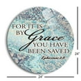 thumbnail image 3 of By Grace Saved Aqua Floral 24 inch Glass Round Wall Hanging Sign, 3 of 4