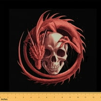 jejeloiu Gothic Skull Skeleton Fabric by the Yard 1 Yard, Red Black Halloween Home Decor Fabric by the Yard, Magic Dragon Room Decor Fabric by the Yard