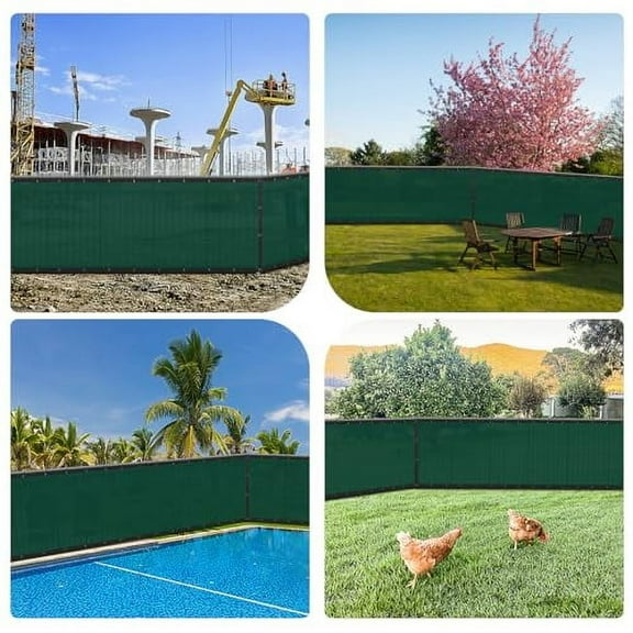 SUNLAX Privacy Fence Screen 5' x 10' Heavy Duty Mesh Fence Net Cover with Grommets for Patio Porch Pool Backyard Outdoor Chain Link Fence, Dark Green (Customized)