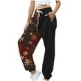 thumbnail image 4 of Rciityk Women's Christmas Sweatpants Baggy Christmas Tree Santa Claus Printed High Waisted with Pockets Winter Casual Loose Joggers Trousers, 4 of 6