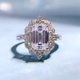thumbnail image 3 of 925 Sterling Silver Emerald Cut High Carbon Diamonds Gemstone Fine Jewelry Wedding Engagement Ring For Women, 3 of 8
