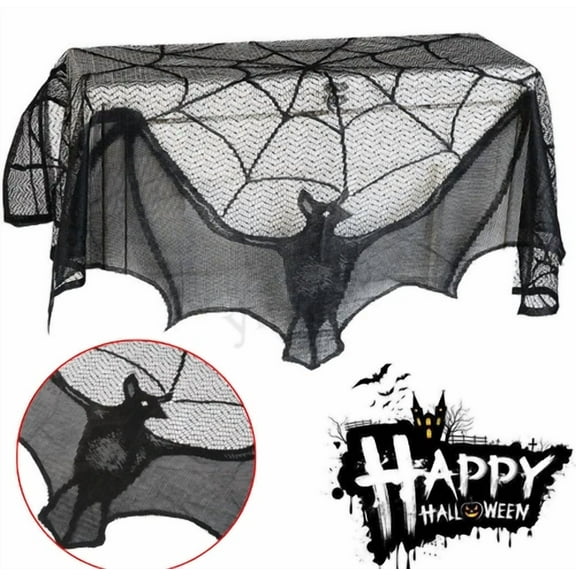Halloween Party Set Tablecloth Lampshade Stove Towel Curtain Spider Bat Curtain