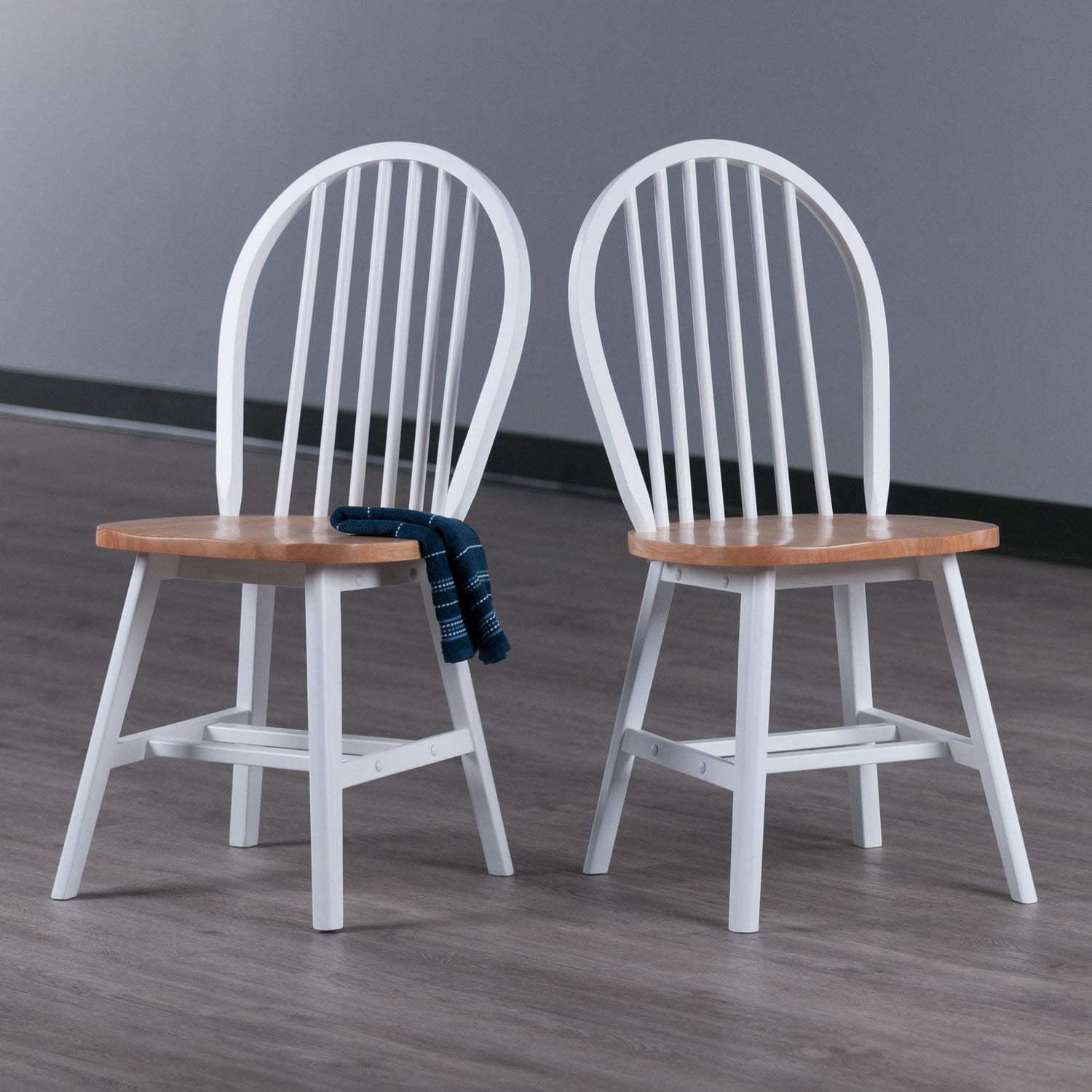 Windsor 2pc Chair Set, Natural and White