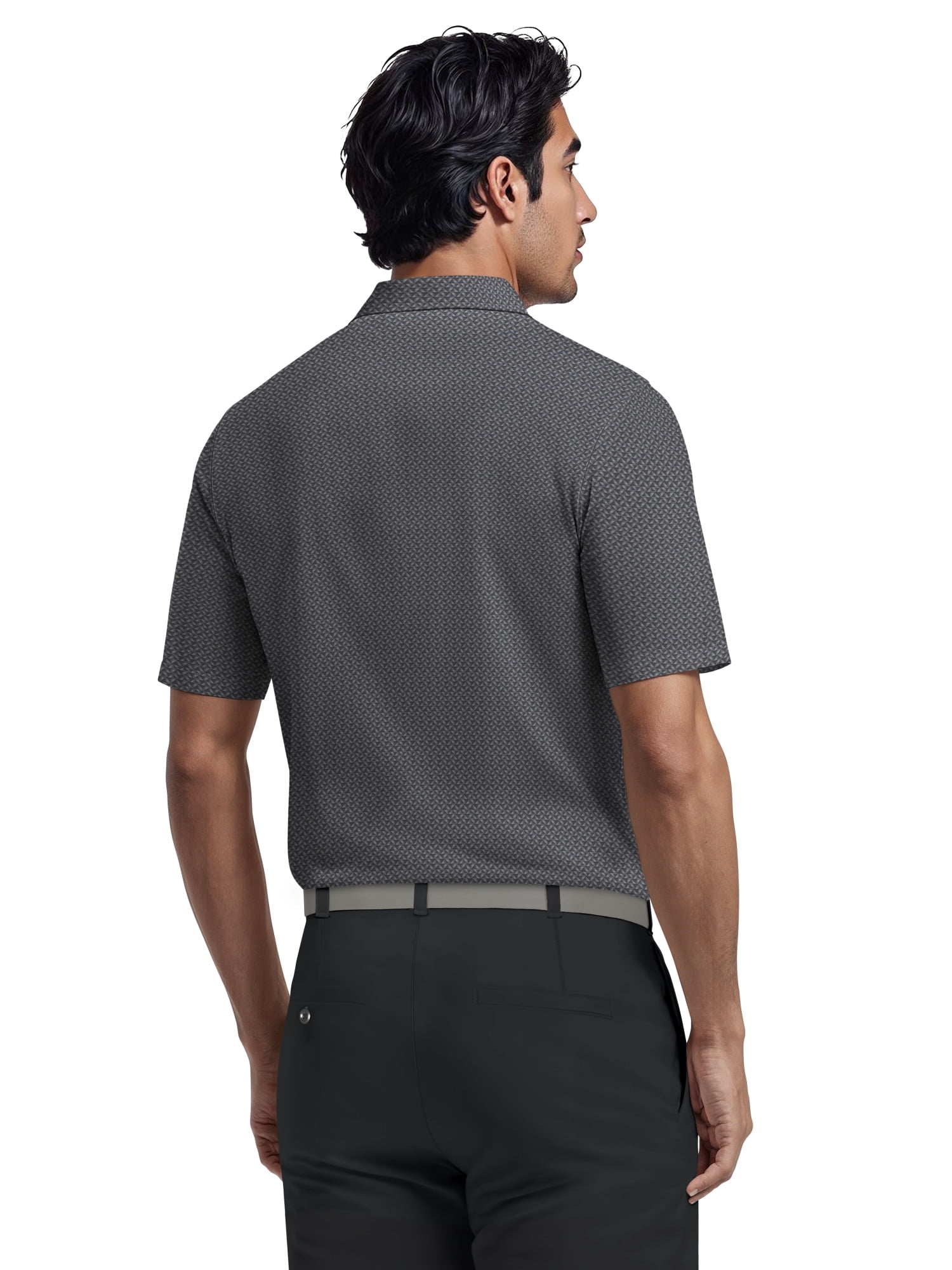 Ben Hogan Men's & Big Men's Performance Mini Geometric Print Short Sleeve Golf Polo Shirt, Sizes S-5XL