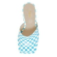 thumbnail image 2 of YDN Women Breathable Platform Square Open Toe Mules Slip On Chunky High Heel Sandals Casual Beach Outfit Shoes Size 16 Blue Checkered, 2 of 5