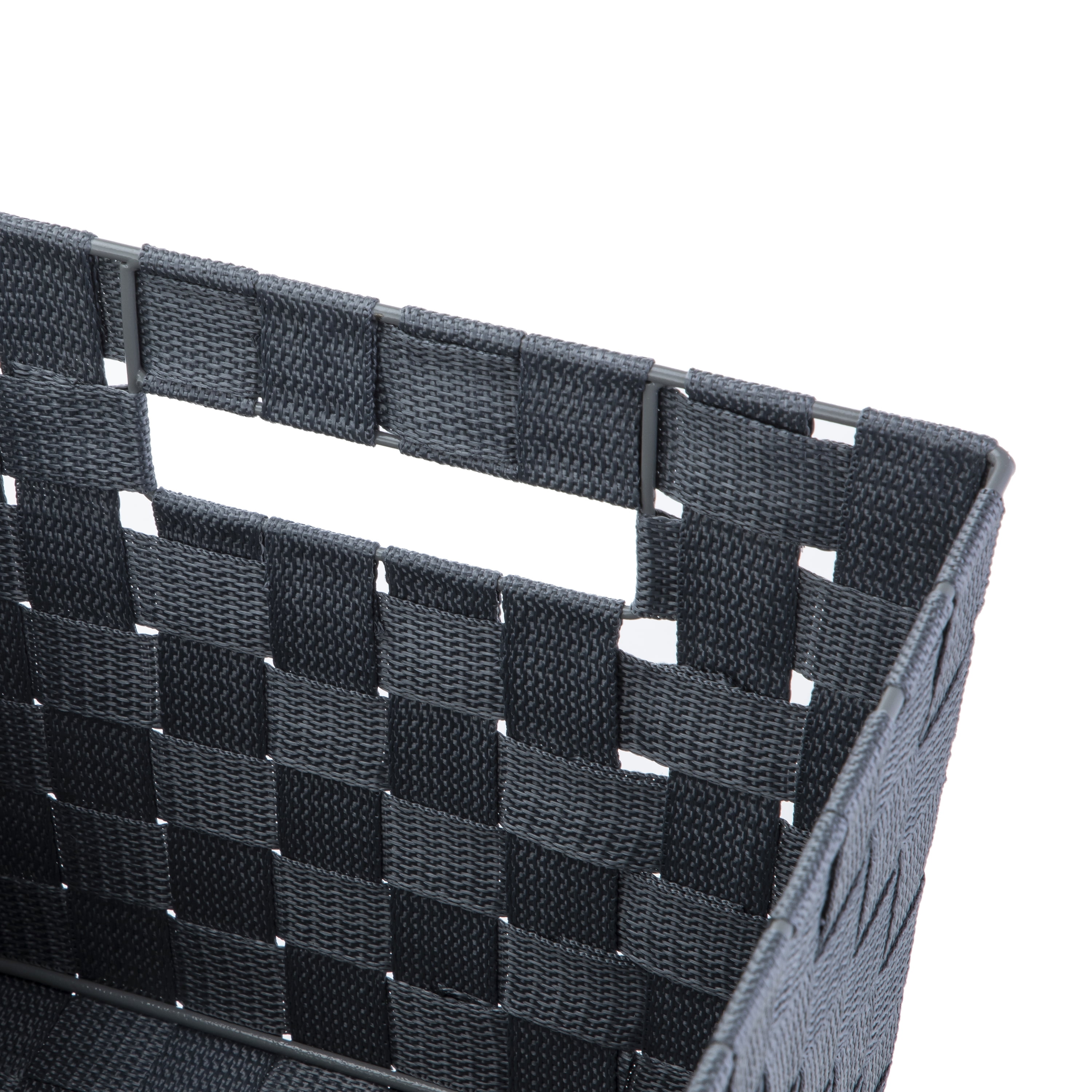 (4 pack) Mainstays Large Gray Woven Fabric Decorative Storage Basket, 16 in x 9.6 in x 13.4 in