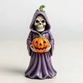 thumbnail image 6 of Shoreew Halloween Skull Pumpkin Figurine Resin Skeleton Holding Pumpkin Statue Spooky Tabletop Ornaments for Indoor Home Decor, 6 of 7