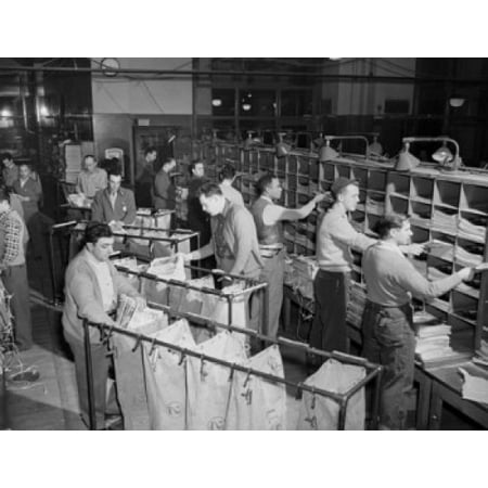 High angle view of postal workers sorting mail in a post office General Post Office New York City New York State USA Poster (Best Way To Mail Posters)