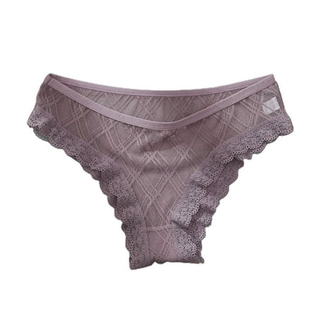 

huanledash Perspective Hollow Low-Rise Women Panties Net Yarn Lace Patchwork Briefs Female Clothing